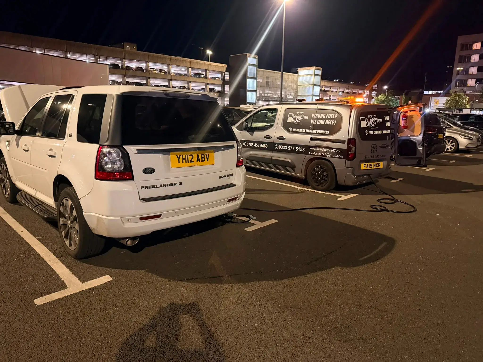 Night-time petrol in diesel drain on a Land Rover Freelander
